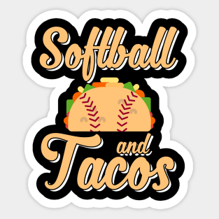 Cute Softball and Tacos Novelty Soft Ball Player Sticker